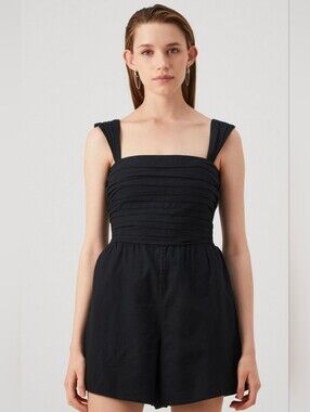​Abercrombie & Fitch Emerson Linen Cotton Smocked Back Romper Large Petite NWOT